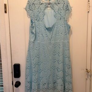 Lane Bryant Blue Flutter Sleeve V-Neck Midi Dress